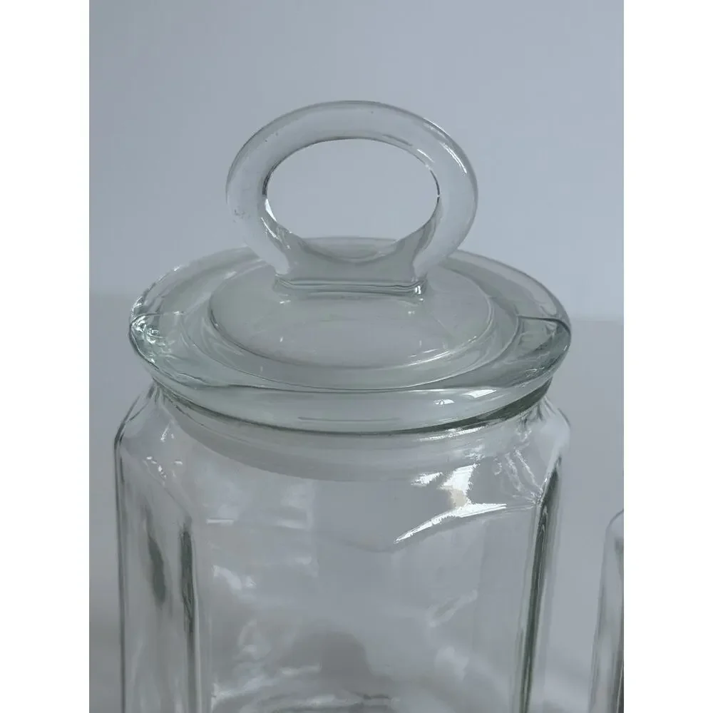 Clear Glass Apothecary Jars Canister with Loop Handles Bathroom Kitchen Storage